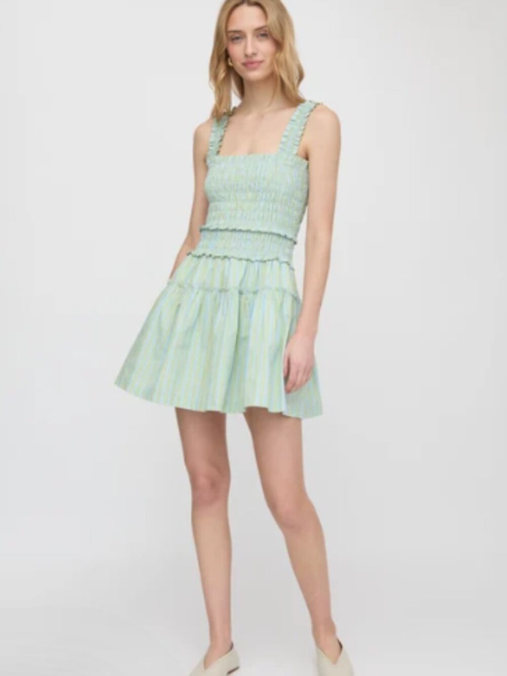 The Azalea Mini Nap Dress Blue/Green Stripe